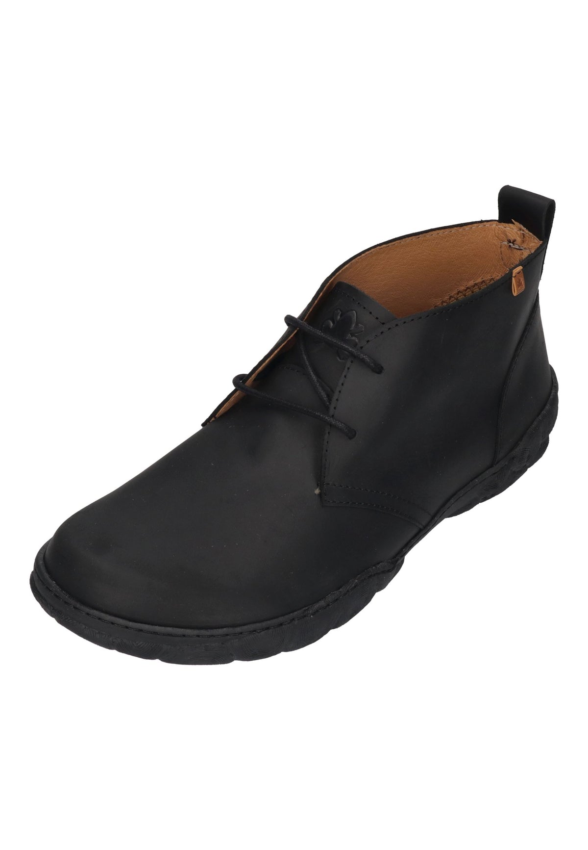 EL NATURALISTA Turtle Schnürschuh in Black, knöchelhoher Lederschuh mit schwarzer Sohle, schräg von vorn