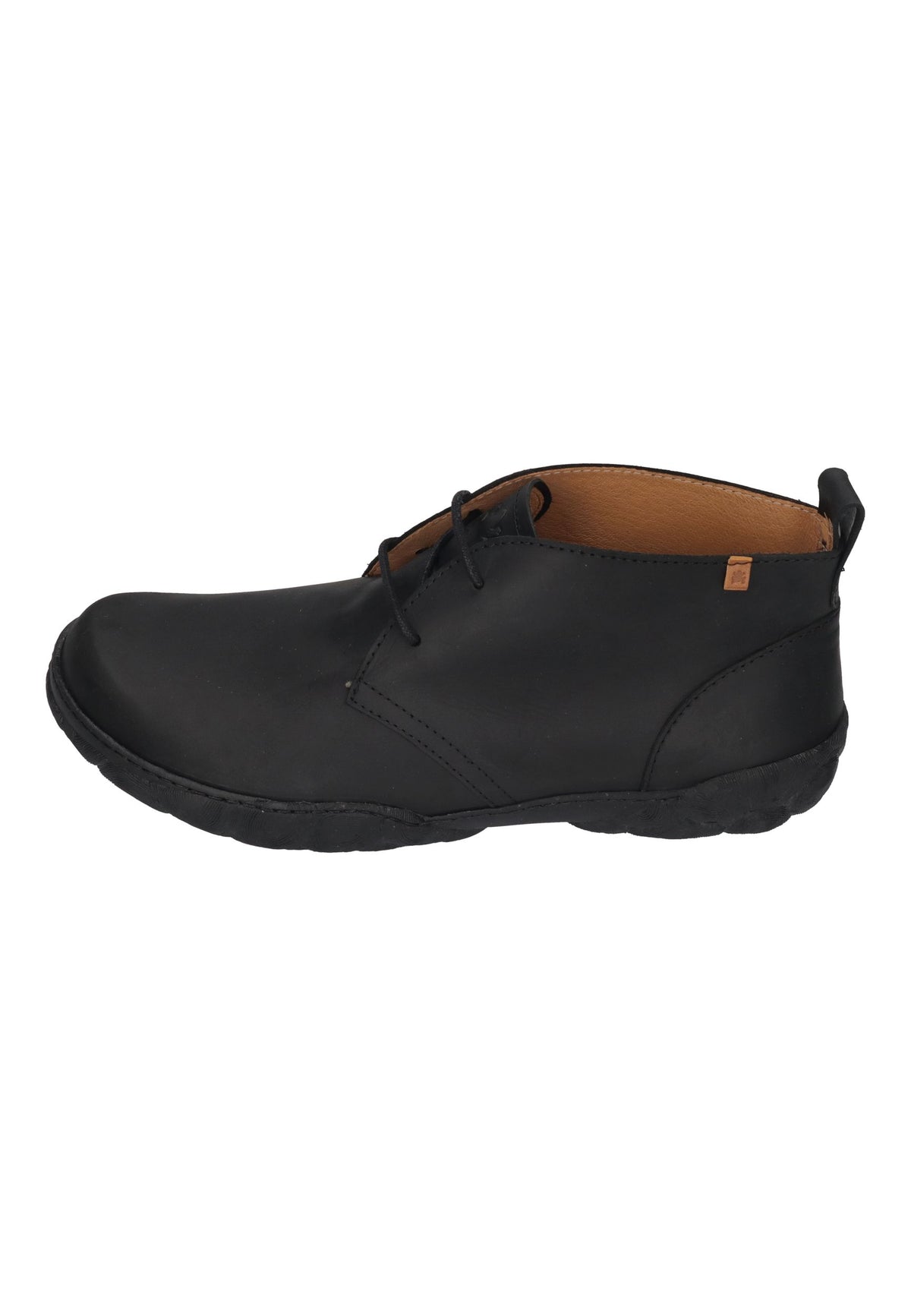 EL NATURALISTA Turtle Schnürschuh in Black, knöchelhoher Lederschuh mit schwarzer Sohle, von der Seite