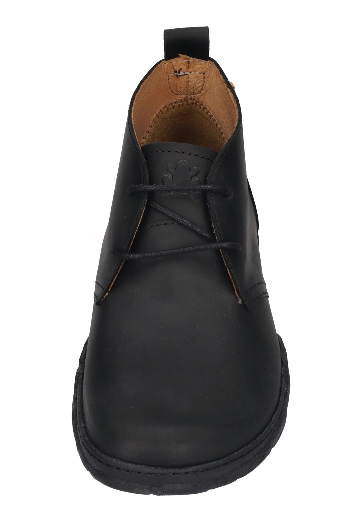 EL NATURALISTA Turtle Schnürschuh in Black, knöchelhoher Lederschuh mit schwarzer Sohle, von vorn