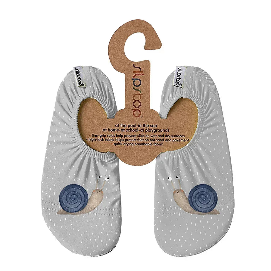 SLIPSTOP Kinder Hausschuhe Badeschuhe Escar Schnecke grau