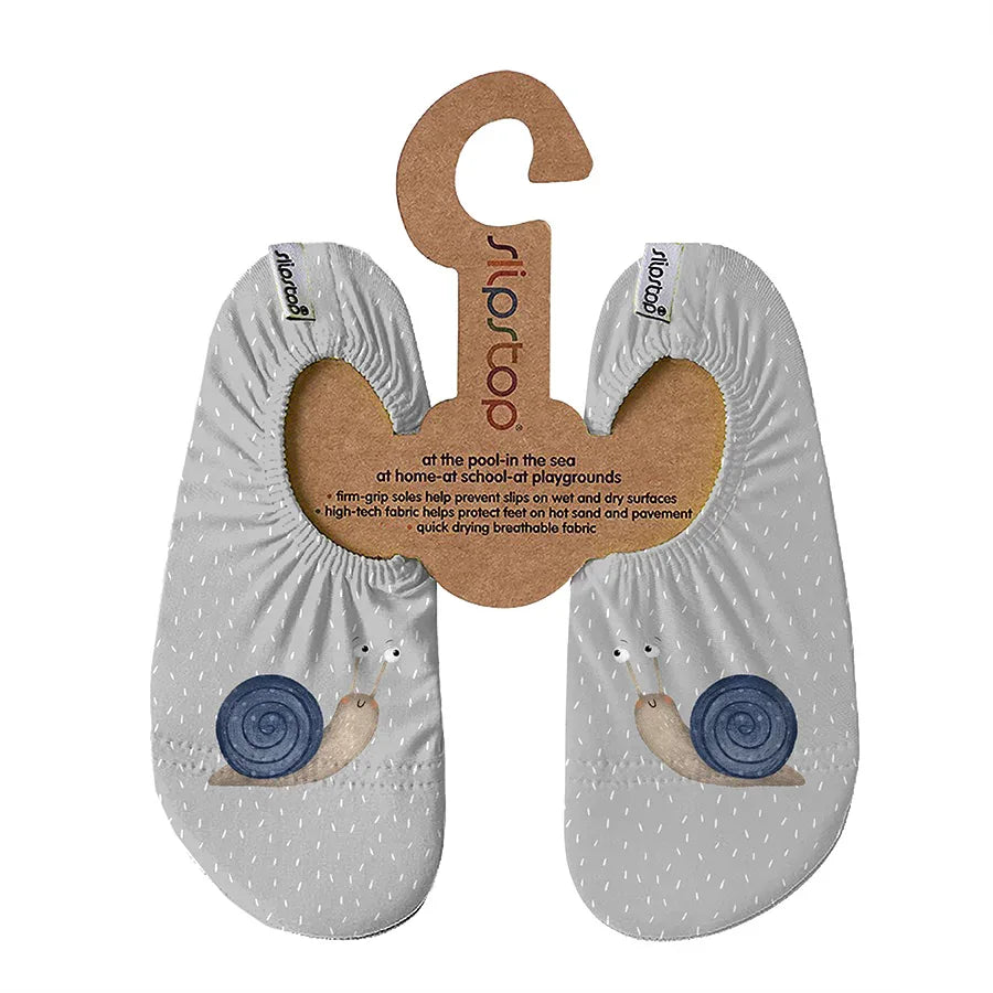 SLIPSTOP Kinder Hausschuhe Badeschuhe Escar Schnecke grau