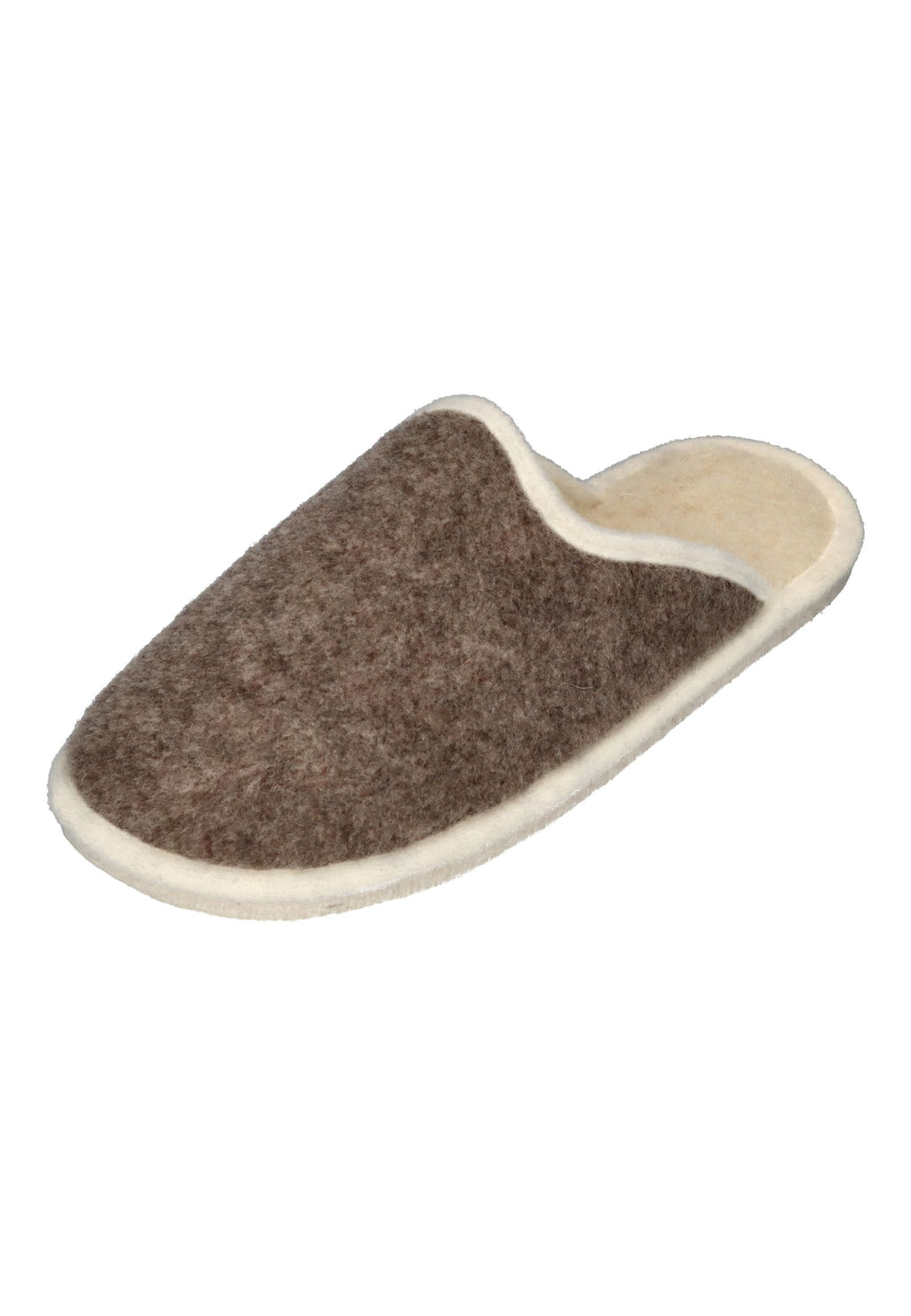ESPADRIJ L'ORIGINALE Chausson Woman Pantoffel in Sable Nature, Filz mit cremefarbener Einfassung, schräg von vorn