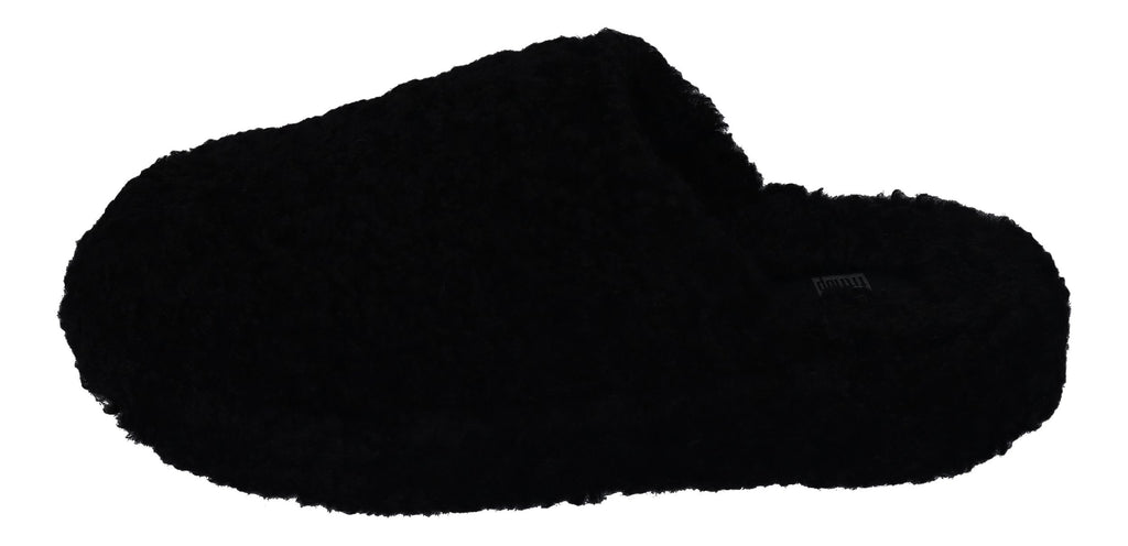 FITFLOP - iQUSHION D-LUXE PADDED TEDDY SLIPPER - all black