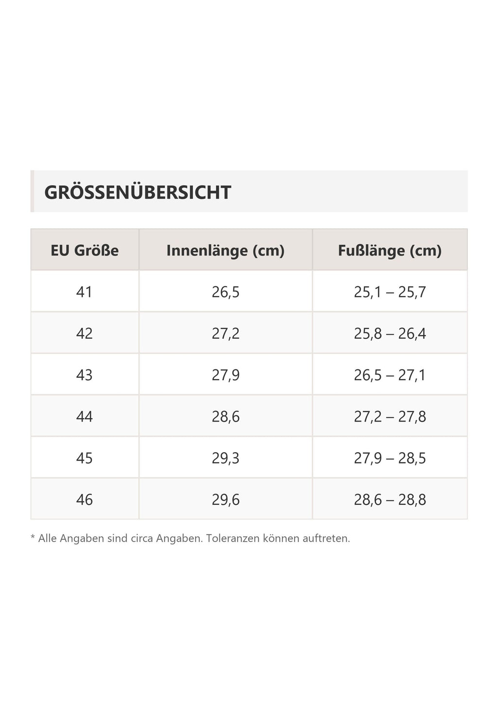 Größentabelle AMMANN CRANS 8099 HERREN