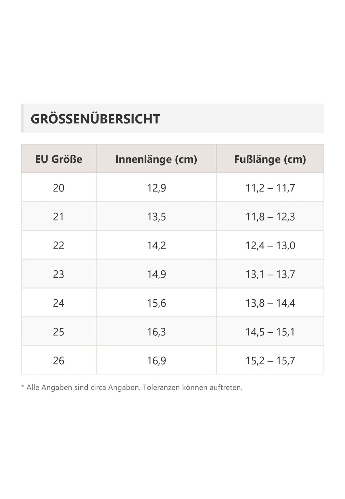 Größentabelle KOEL BEN M LEATHER KINDER