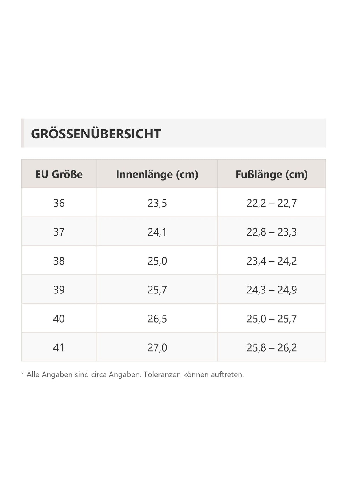 Größentabelle KOEL MADISON 2.0 UNISEX