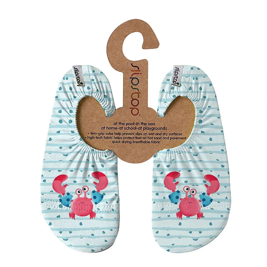 SLIPSTOP Kinder Hausschuhe Badeschuhe Jimmy Krebs türkis
