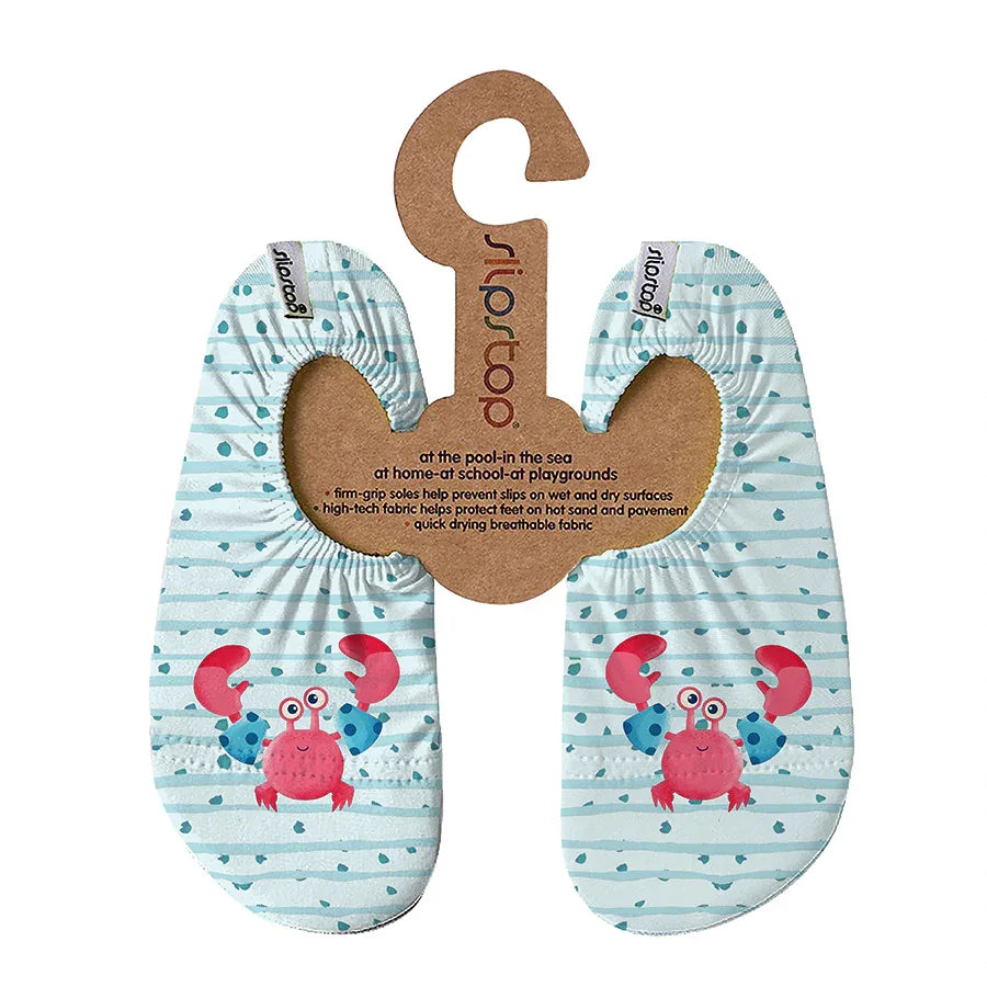 SLIPSTOP Kinder Hausschuhe Badeschuhe Jimmy Krebs türkis