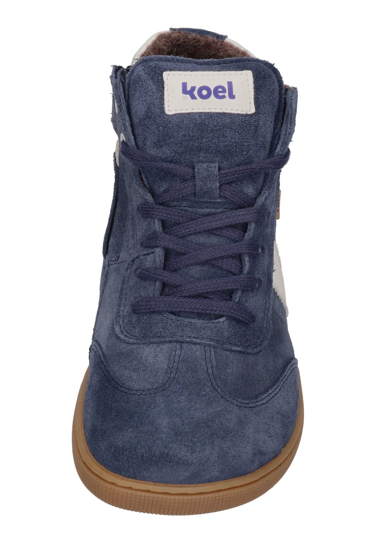 KOEL Drew TEX Kinder-Sneaker in Navy, Veloursleder mit hellem Streifen, Futter und Gummisohle, von vorn