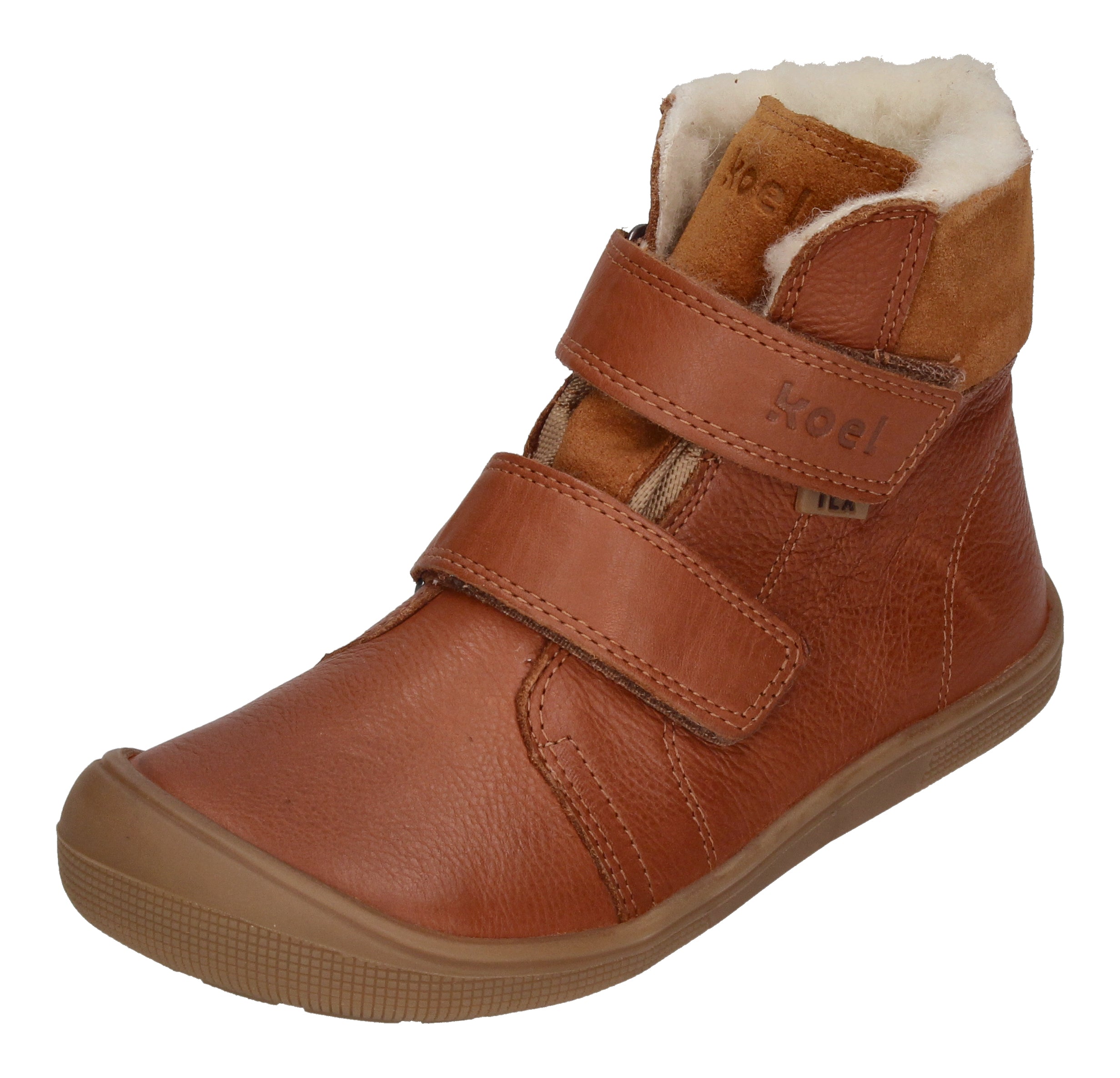 KOEL Barefoot Kinderstiefel - EMIL NAPA WOOL 08T - cognac