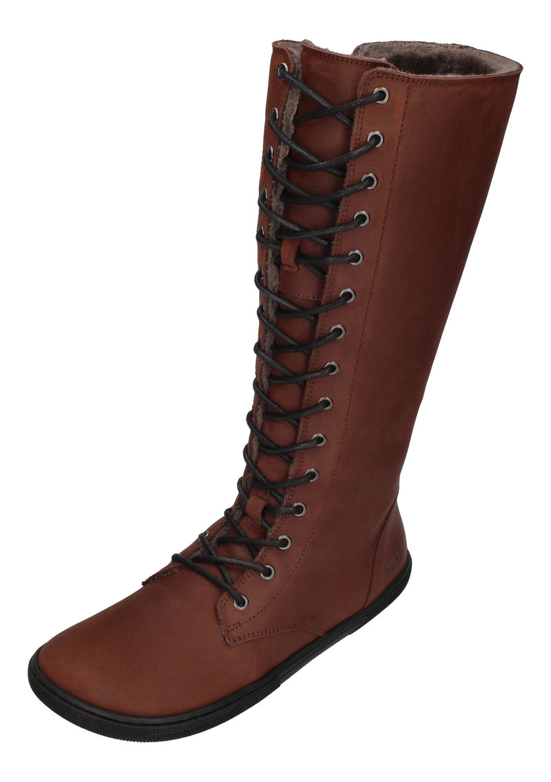 KOEL Damenschuhe - Barefoot Stiefel FLORA LAMBSWOOL - chocolate