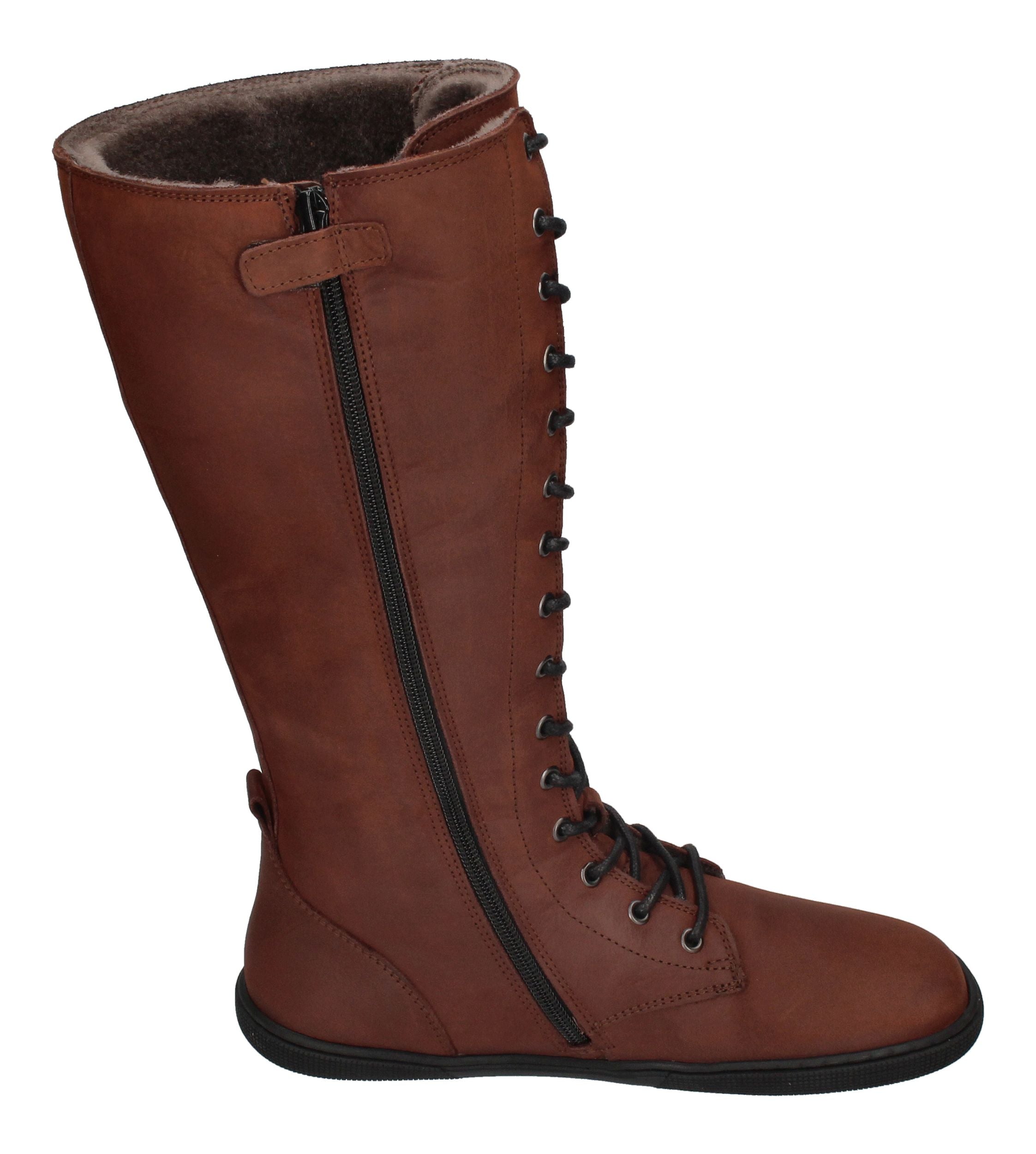 KOEL Damenschuhe - Barefoot Stiefel FLORA LAMBSWOOL - chocolate