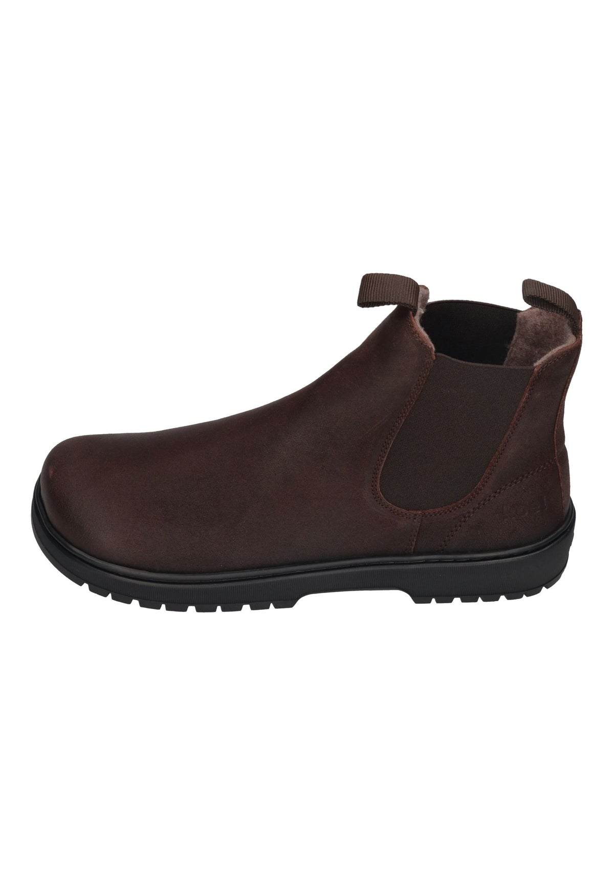 KOEL Gavi Felt Chelsea-Boot in Chocolate, dunkelbraunes Leder mit Stretcheinsatz und Futter, von der Seite