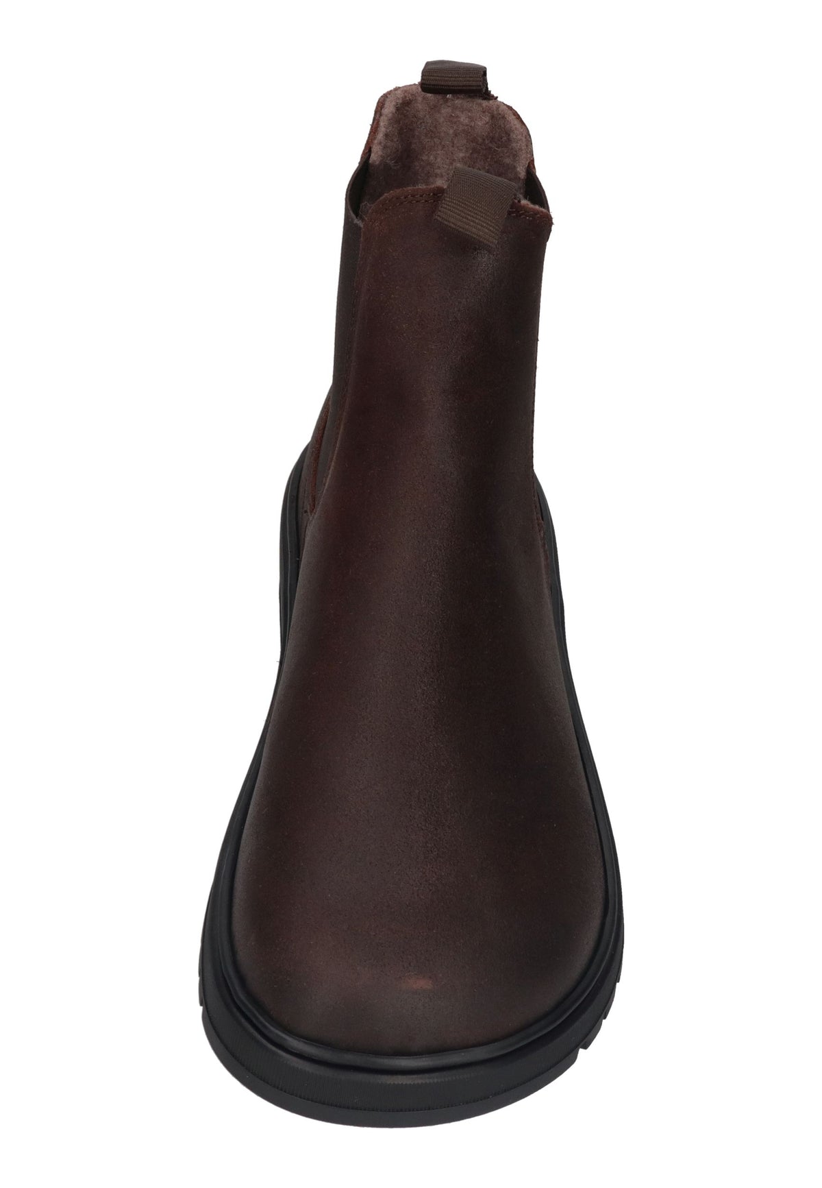 KOEL Gavi Felt Chelsea-Boot in Chocolate, dunkelbraunes Leder mit Stretcheinsatz und Futter, von vorn