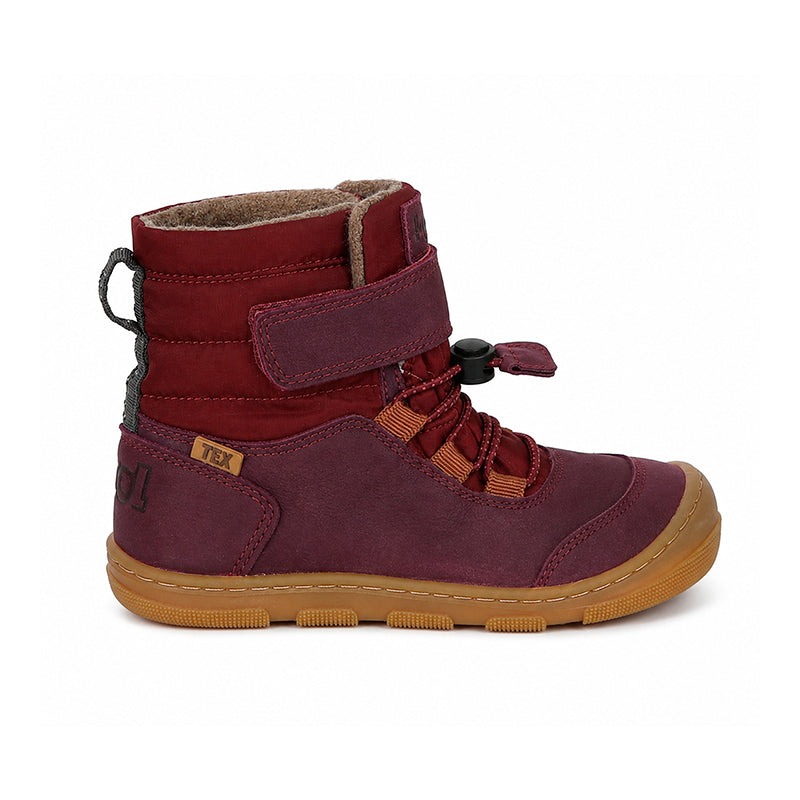 KOEL gefütterte Barefoot Kinderboots KULLA WOOL TEX Bordo