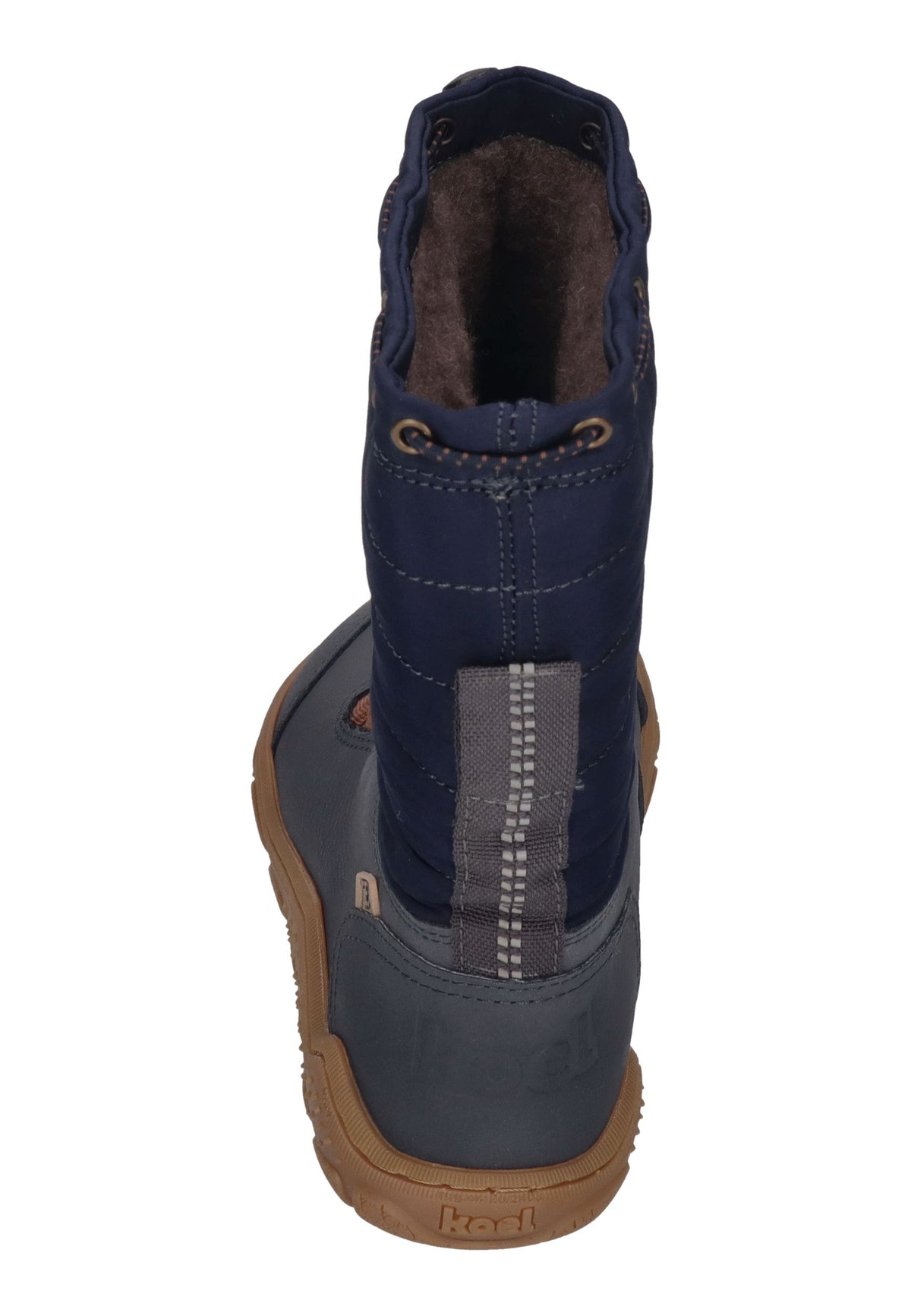 KOEL Rana Trek Kinder-Winterstiefel in Blue, dunkelblauer Steppschaft, Leder, Schnellschnürung, schräg von hinten