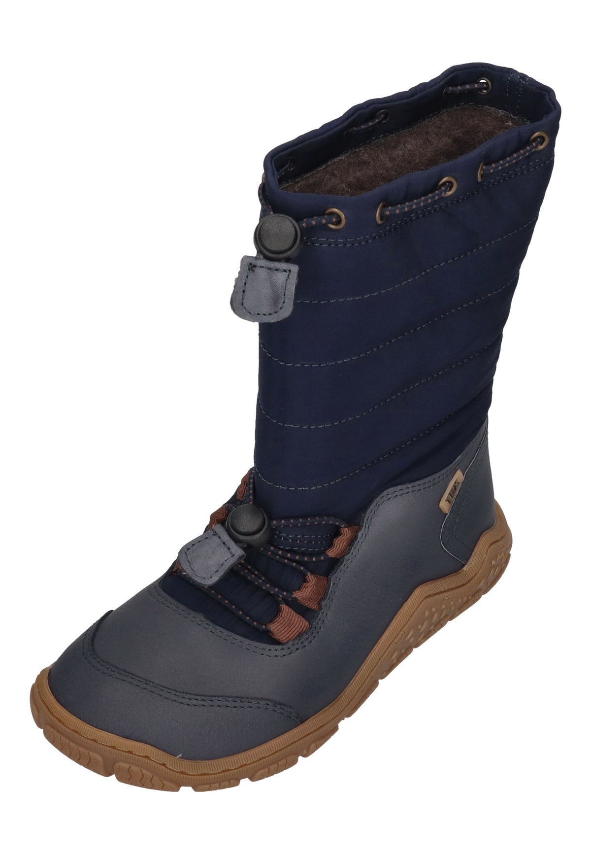 KOEL Rana Trek Kinder-Winterstiefel in Blue, dunkelblauer Steppschaft, Leder, Schnellschnürung, schräg von vorn