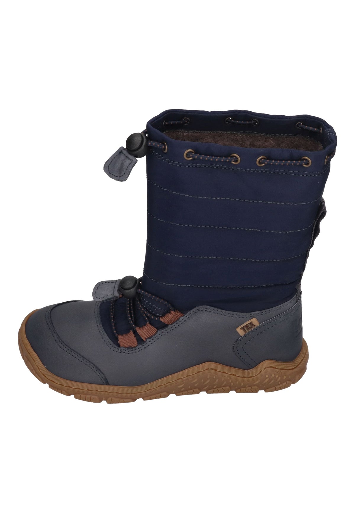 KOEL Rana Trek Kinder-Winterstiefel in Blue, dunkelblauer Steppschaft, Leder, Schnellschnürung, von der Seite