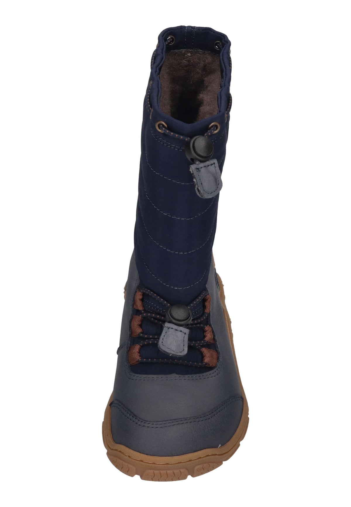 KOEL Rana Trek Kinder-Winterstiefel in Blue, dunkelblauer Steppschaft, Leder, Schnellschnürung, von vorn
