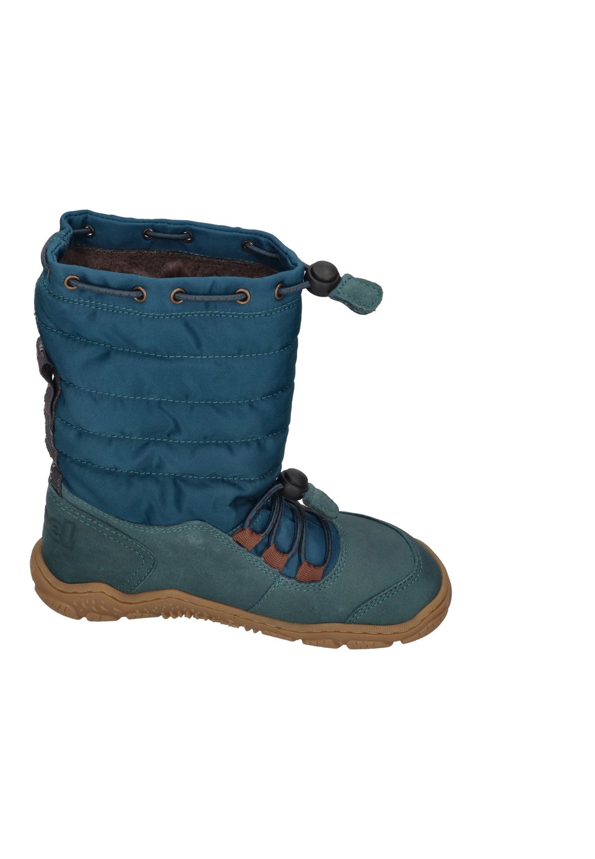 KOEL Rana Trek Kinder-Winterstiefel in Turquoise, Steppschaft in Petrol, Leder, Schnellschnürung, von der anderen Seite