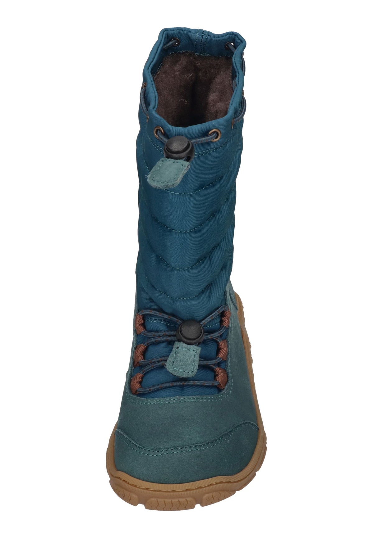 KOEL Rana Trek Kinder-Winterstiefel in Turquoise, Steppschaft in Petrol, Leder, Schnellschnürung, von vorn