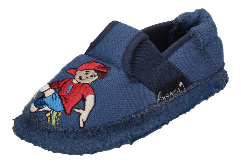 NANGA Kinderschuhe - Hausschuhe FUSSBALLER - blau-0