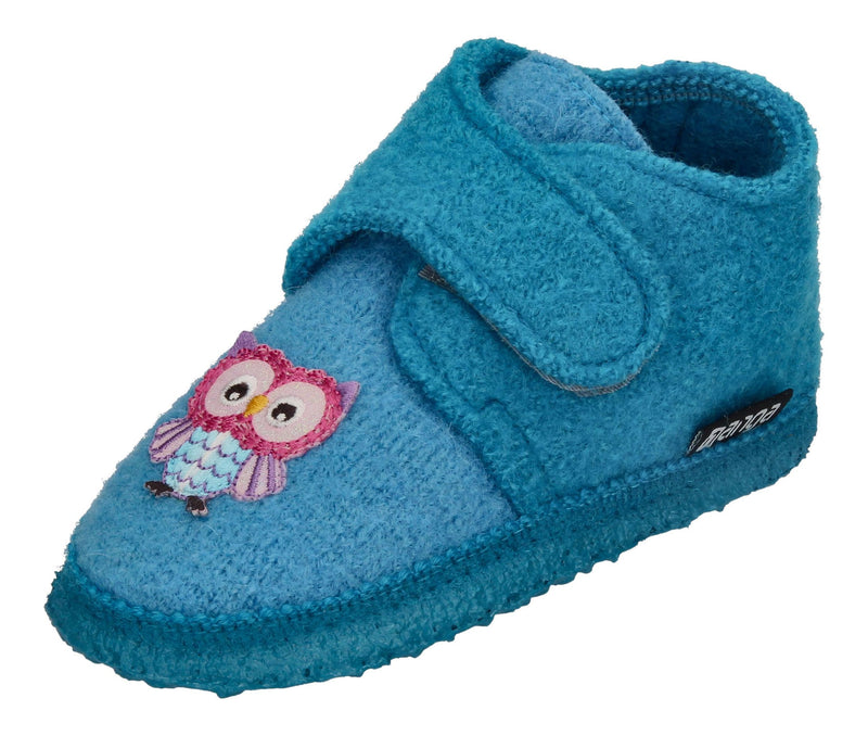 NANGA Kinderschuhe - Hausschuhe LITTLE OWLS - türkis-0