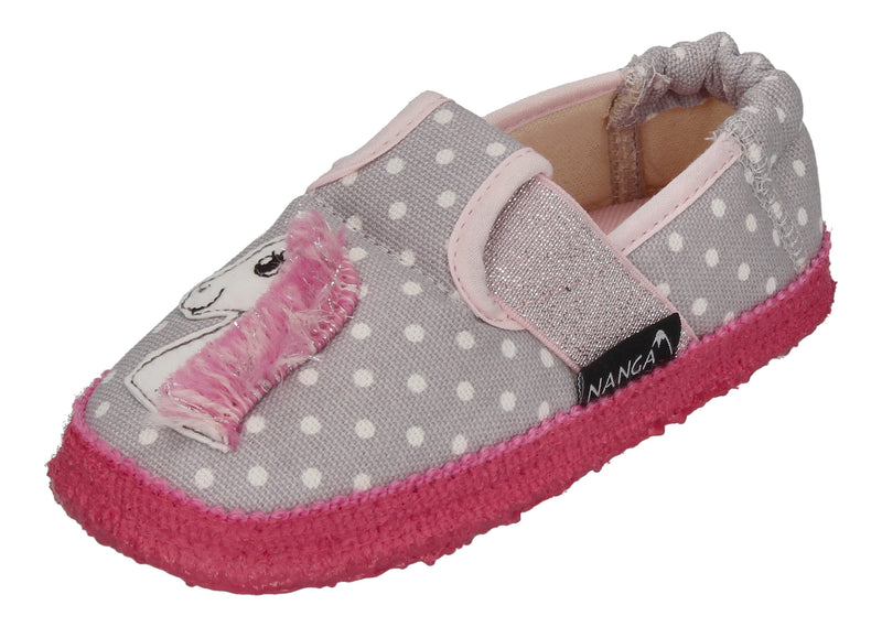 NANGA Kinderschuhe - Hausschuhe PFERDCHEN  - hellgrau-0