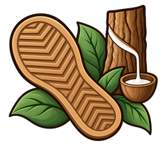Natural World Icon mit Schuhsohle und Kautschukgewinnung