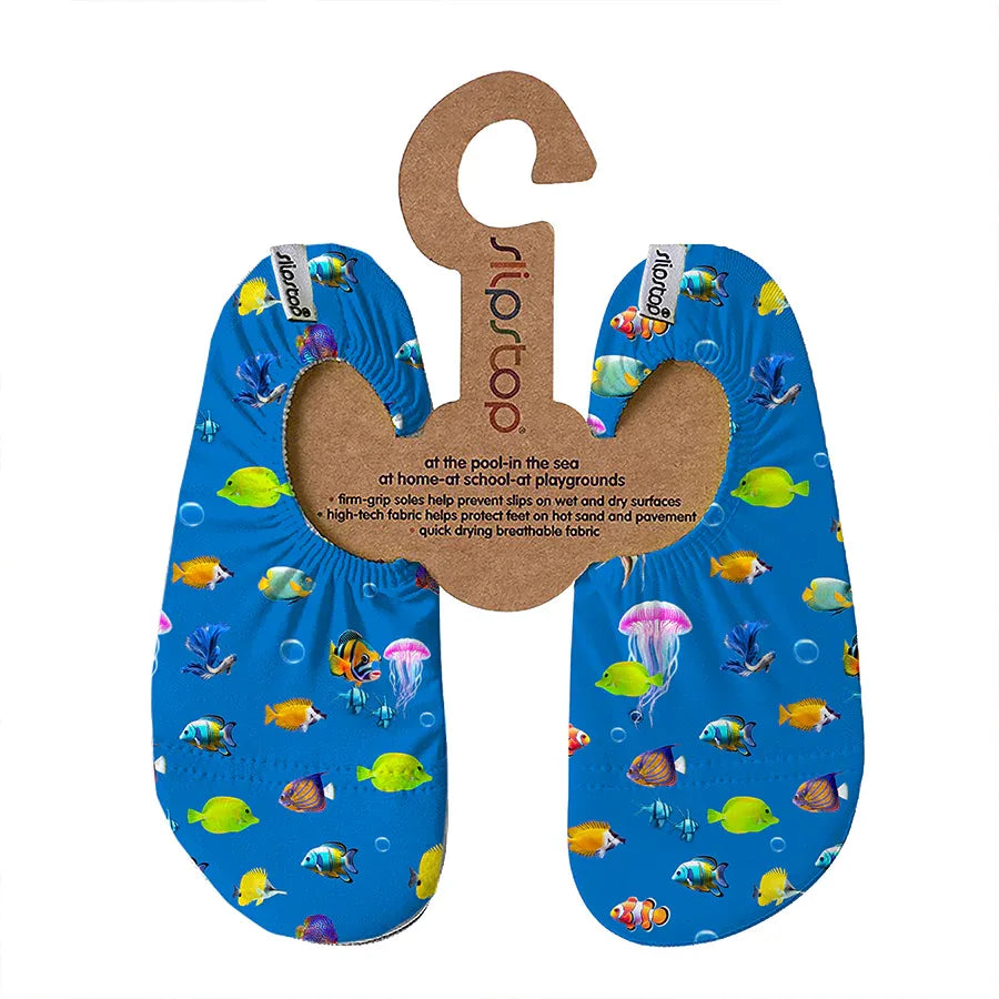 SLIPSTOP Kinder Hausschuhe Badeschuhe Nemo Fische blau