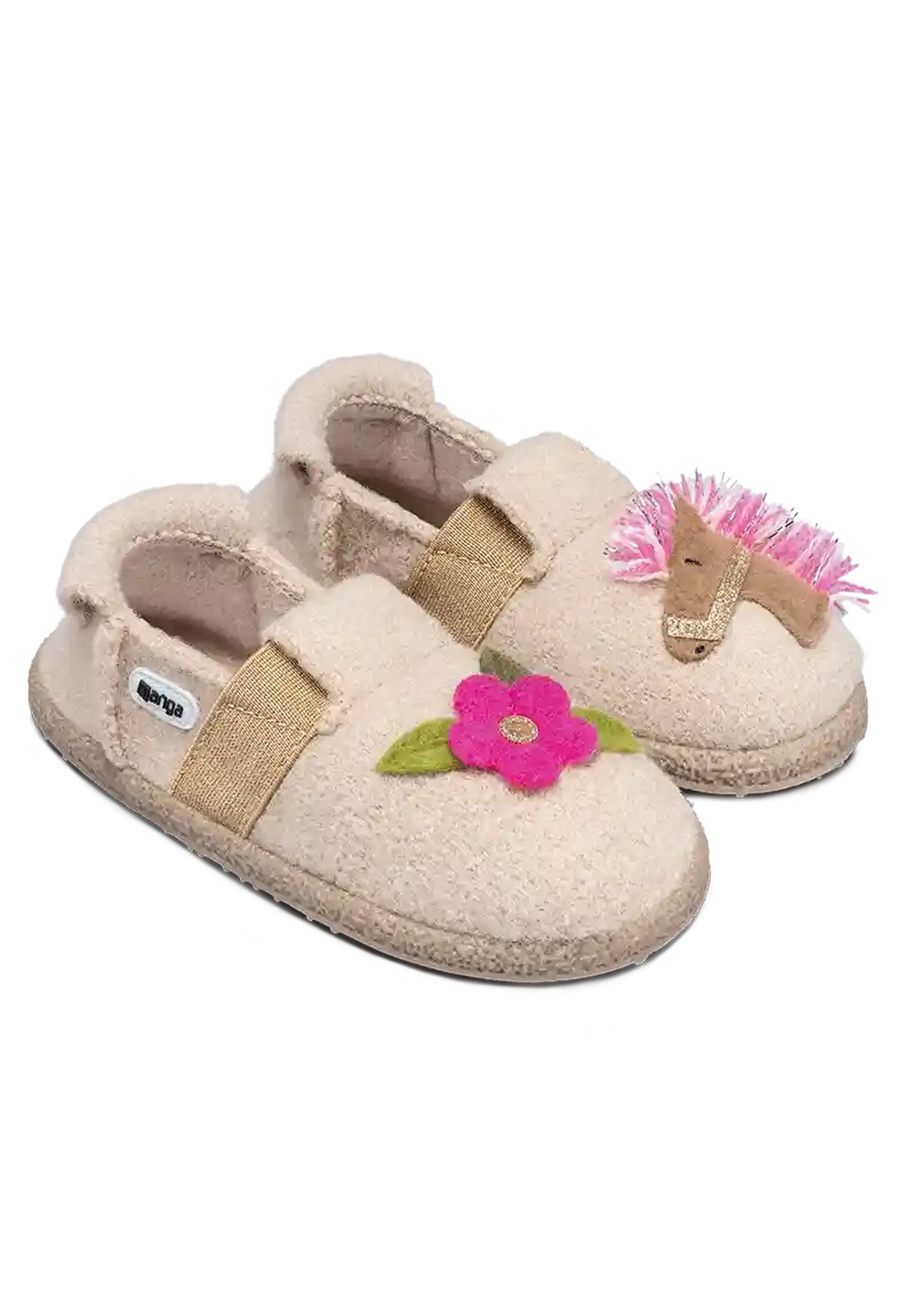 NANGA Kinder Hausschuhe Schurwolle LITTLE HORSE 2.0 beige melé