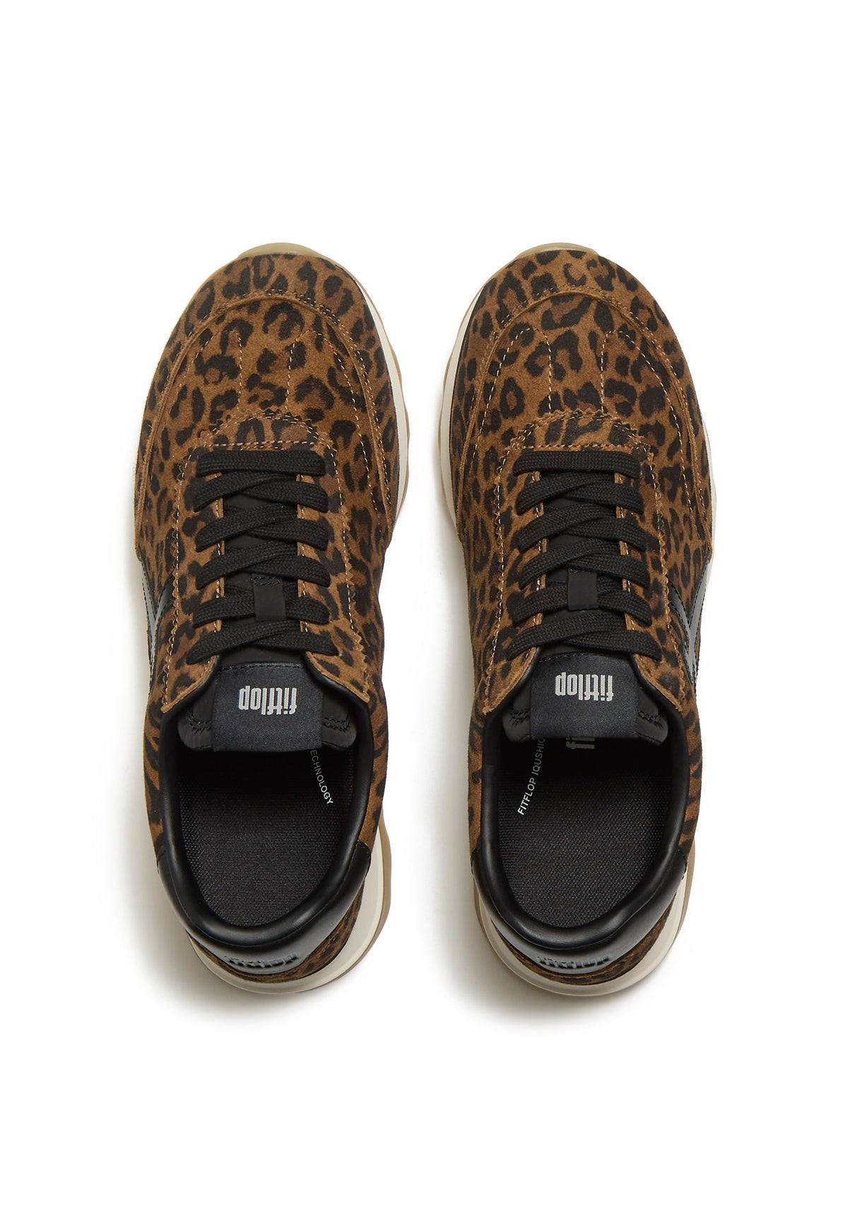 FITFLOP Damen Sneakers RETRO-Q FF SUEDE LEO tan black