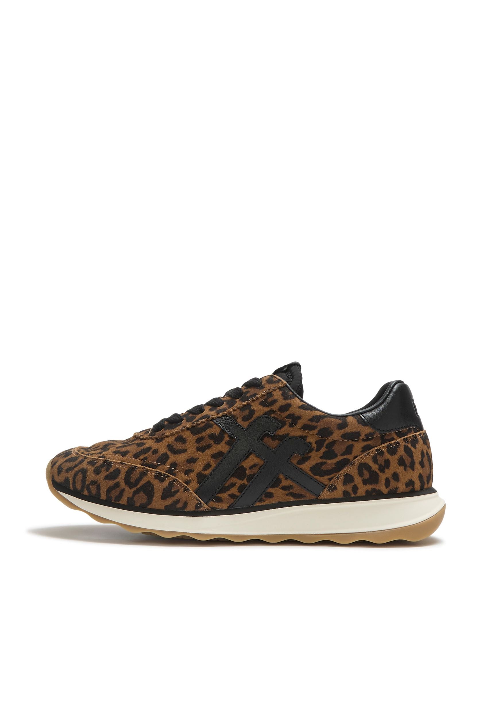 FITFLOP Damen Sneakers RETRO-Q FF SUEDE LEO tan black
