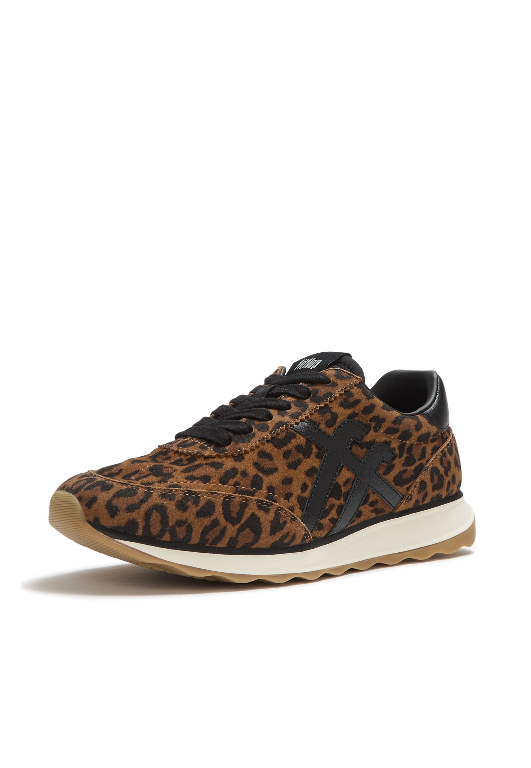 FITFLOP Damen Sneakers RETRO-Q FF SUEDE LEO tan black