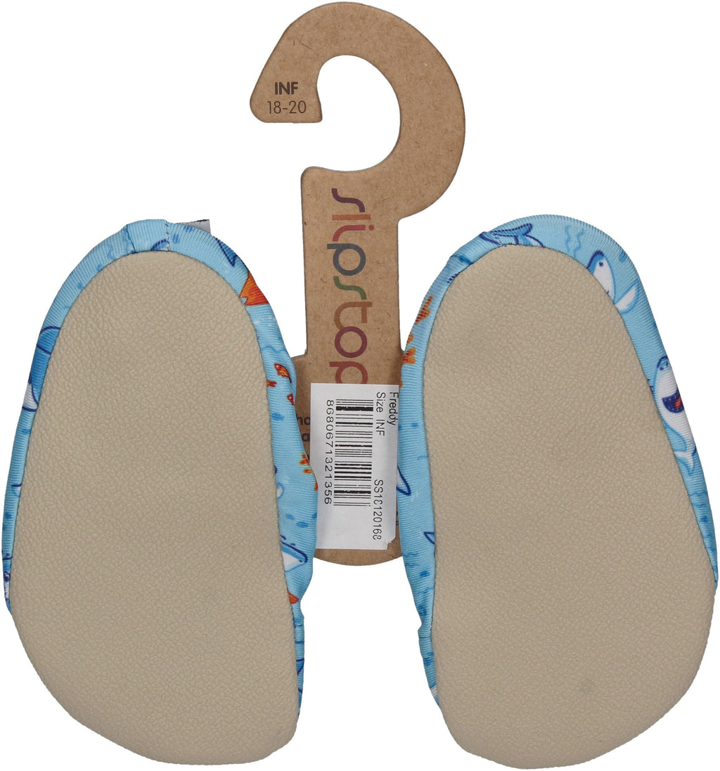 SLIPSTOP Kinder Hausschuhe Badeschuhe FREDDY Hai blau-1