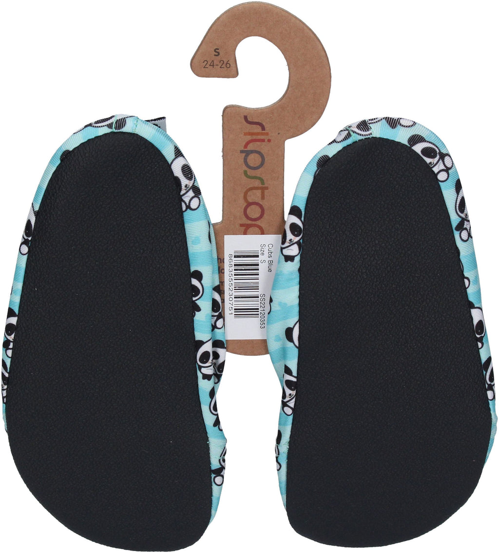 SLIPSTOP Hausschuhe Badeschuhe CUBS BLUE Panda hellblau-1
