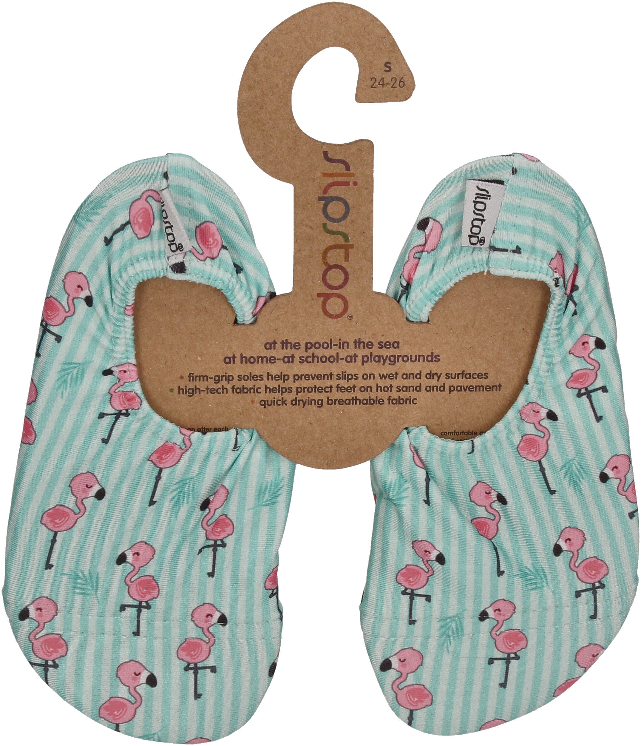 SLIPSTOP Hausschuhe Badeschuhe DILLY Flamingos mint rosa-0