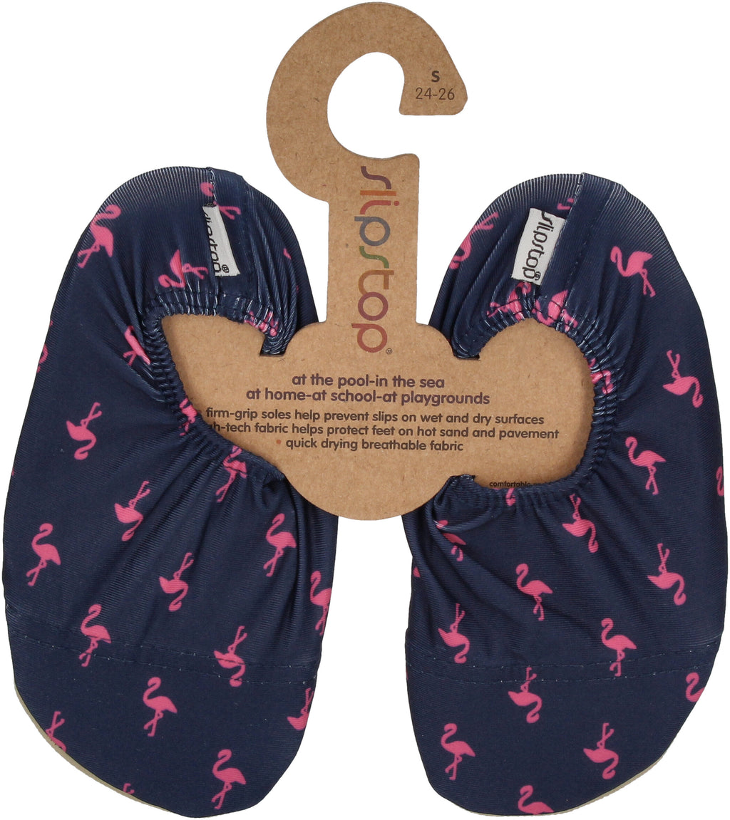 SLIPSTOP Hausschuhe Badeschuhe ELLA Flamingos navy pink-0