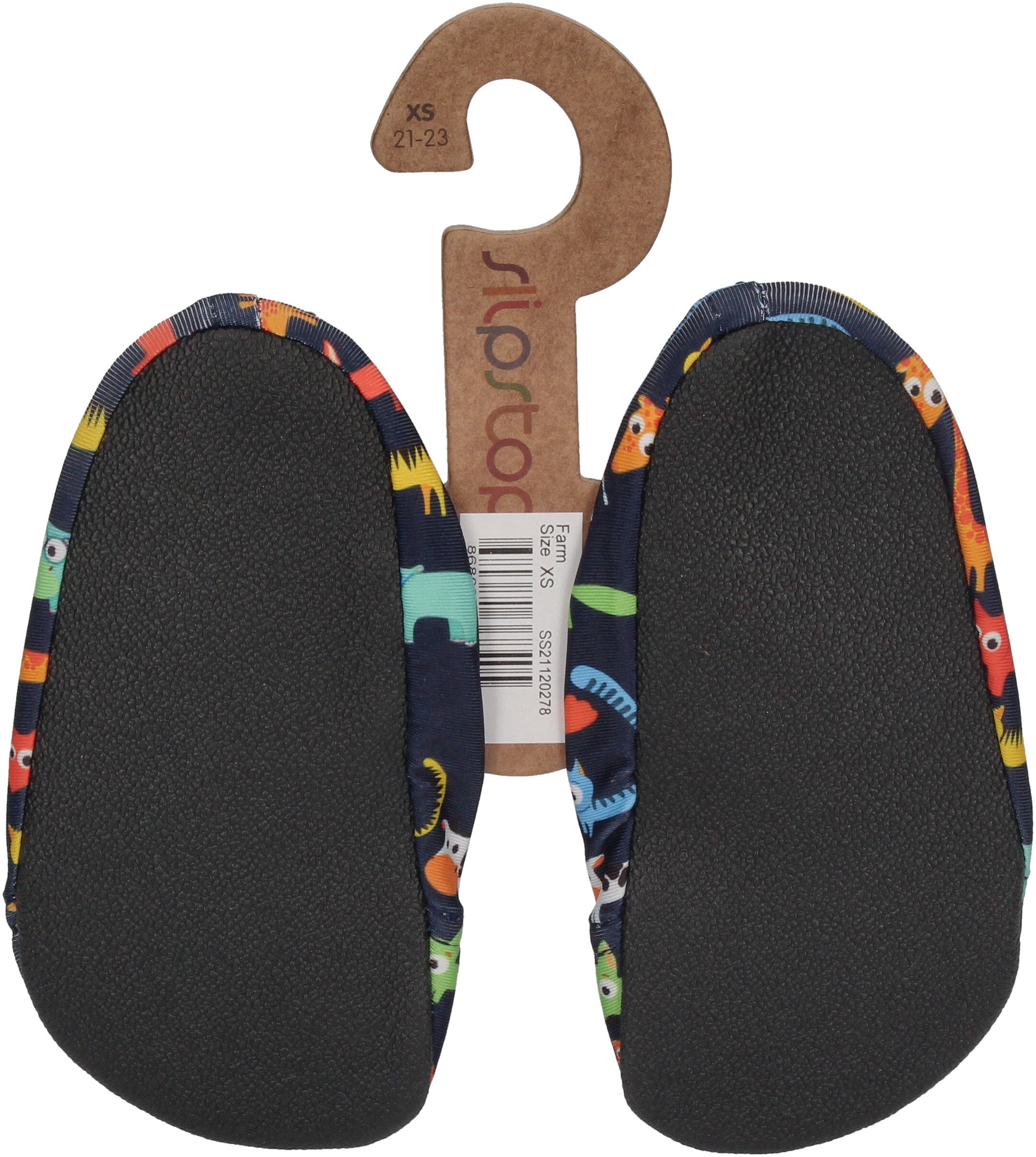 SLIPSTOP Kinder Hausschuhe Badeschuhe FARM schwarz bunt-2