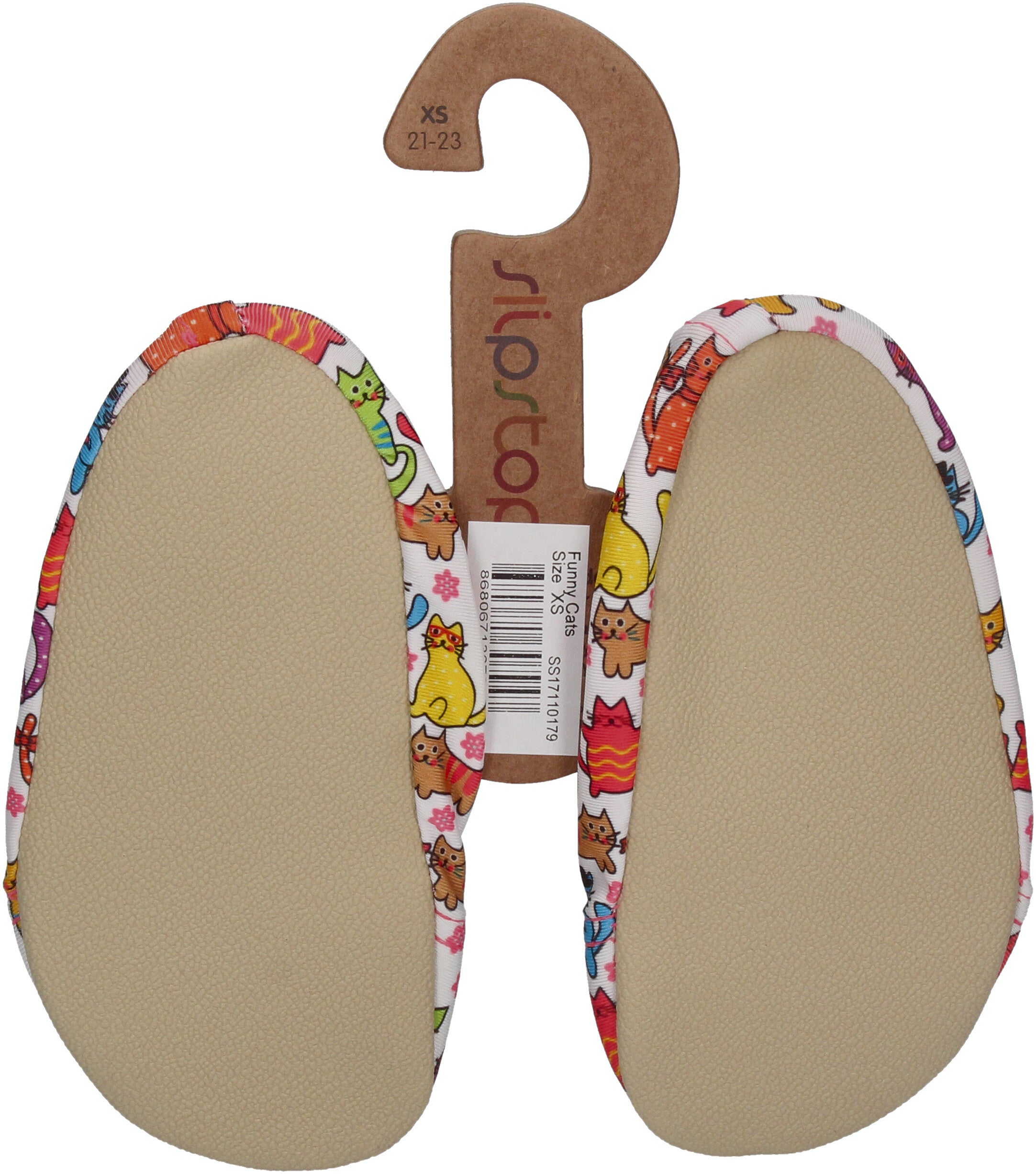 SLIPSTOP Kinder Hausschuhe Badeschuhe FUNNY CATS - bunt-1