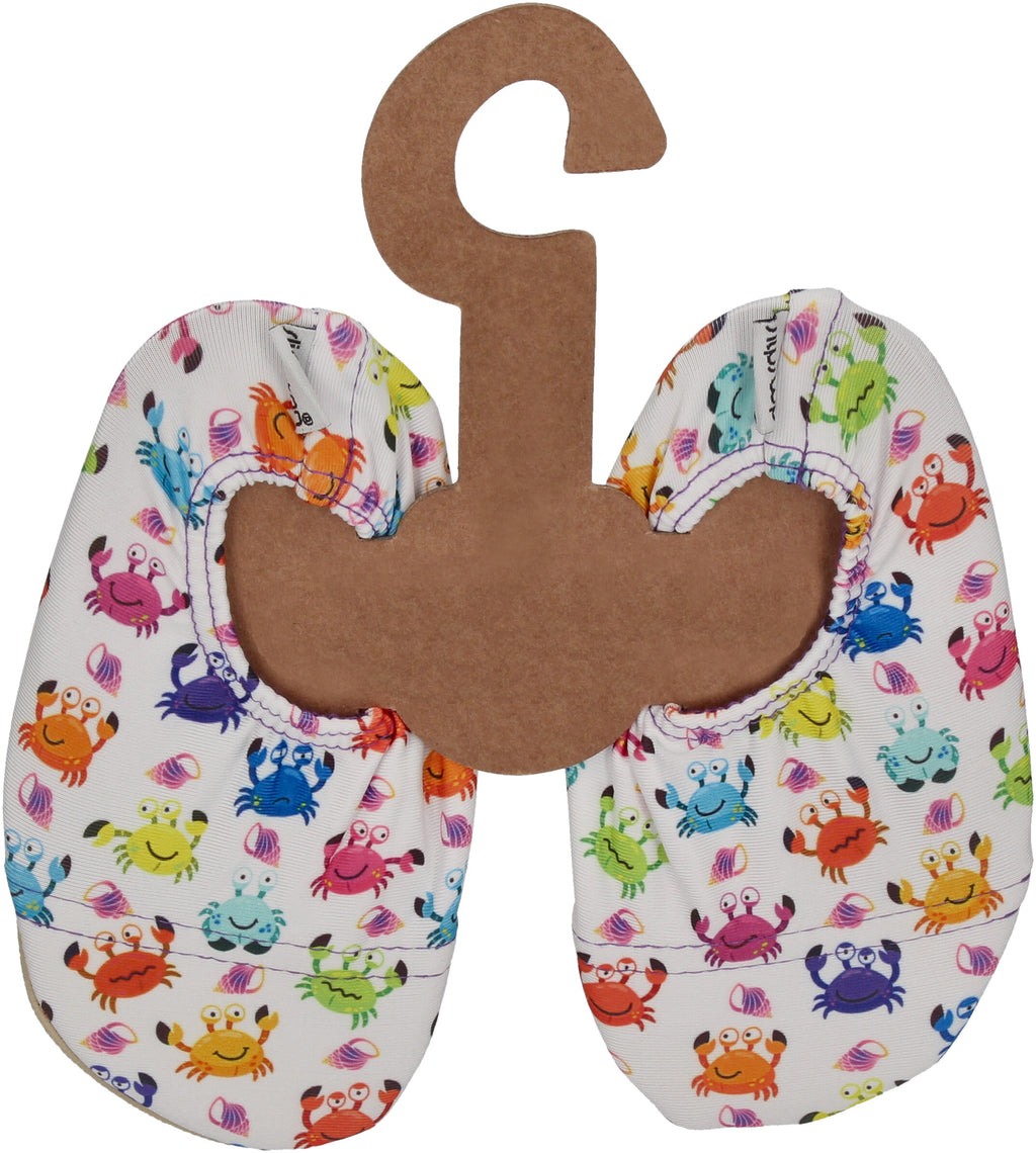 SLIPSTOP Hausschuhe Badeschuhe FUNNY CRABS weiß bunt-0