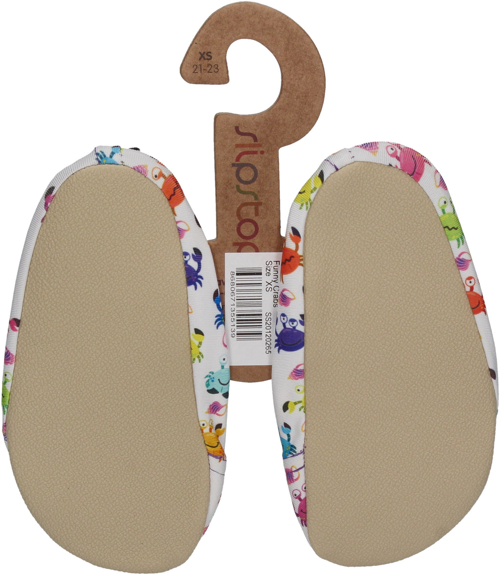 SLIPSTOP Hausschuhe Badeschuhe FUNNY CRABS weiß bunt-1