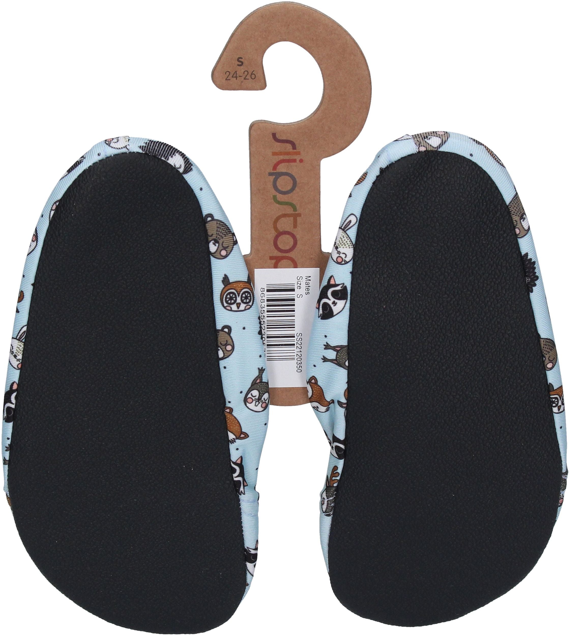 SLIPSTOP Kinder Hausschuhe Badeschuhe MATES Tiere hellblau-1