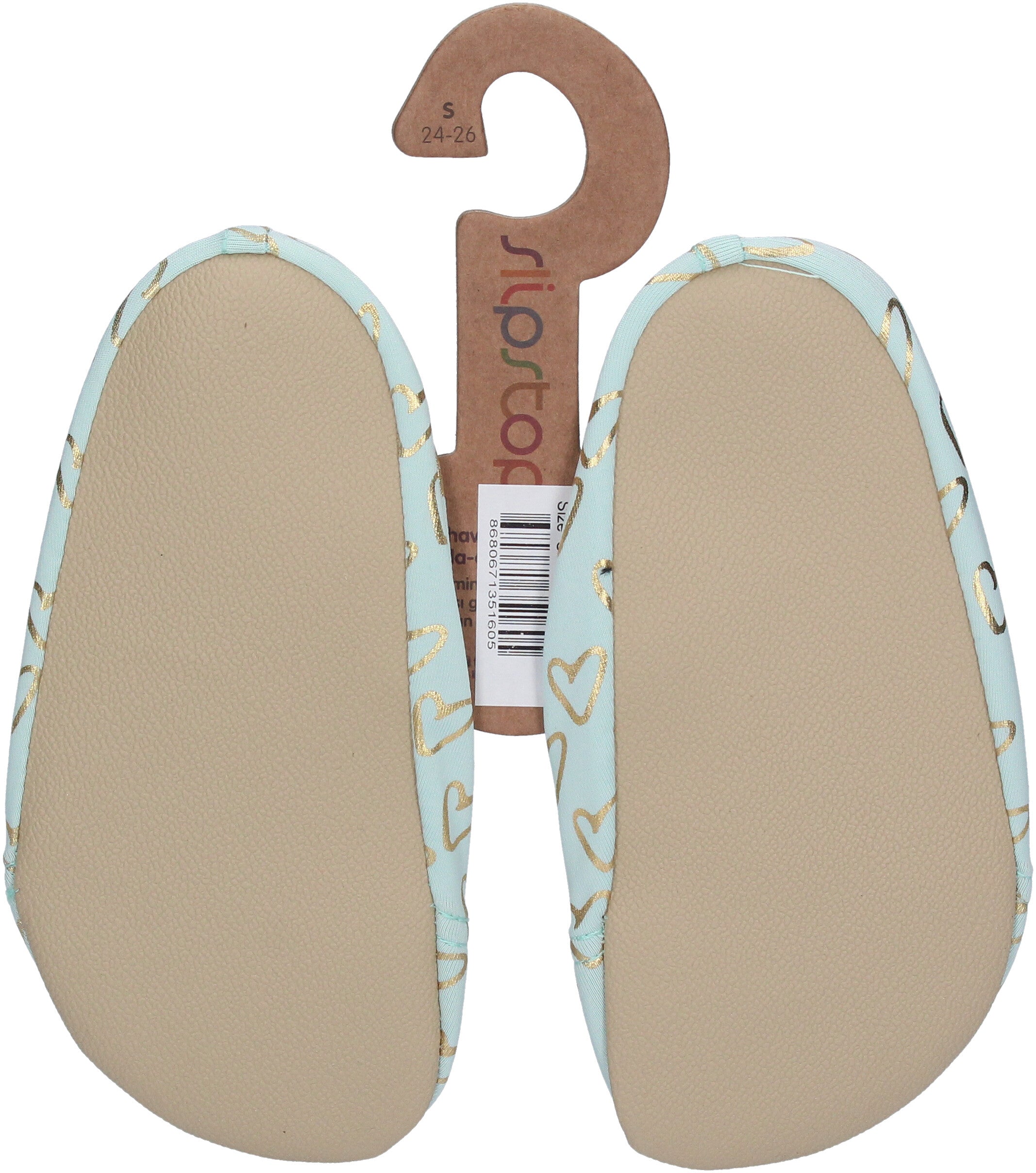 SLIPSTOP Kinder Hausschuhe Badeschuhe MAYA Herzen hellblau-1