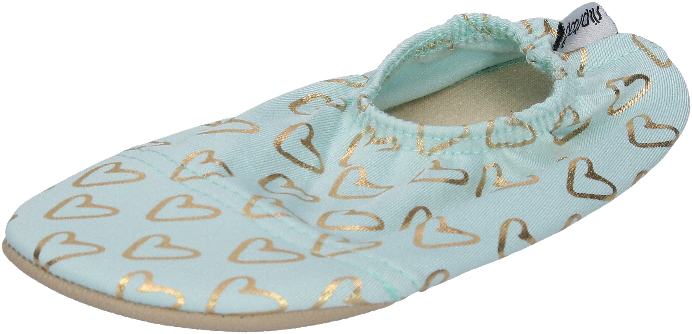 SLIPSTOP Kinder Hausschuhe Badeschuhe MAYA Herzen hellblau-2