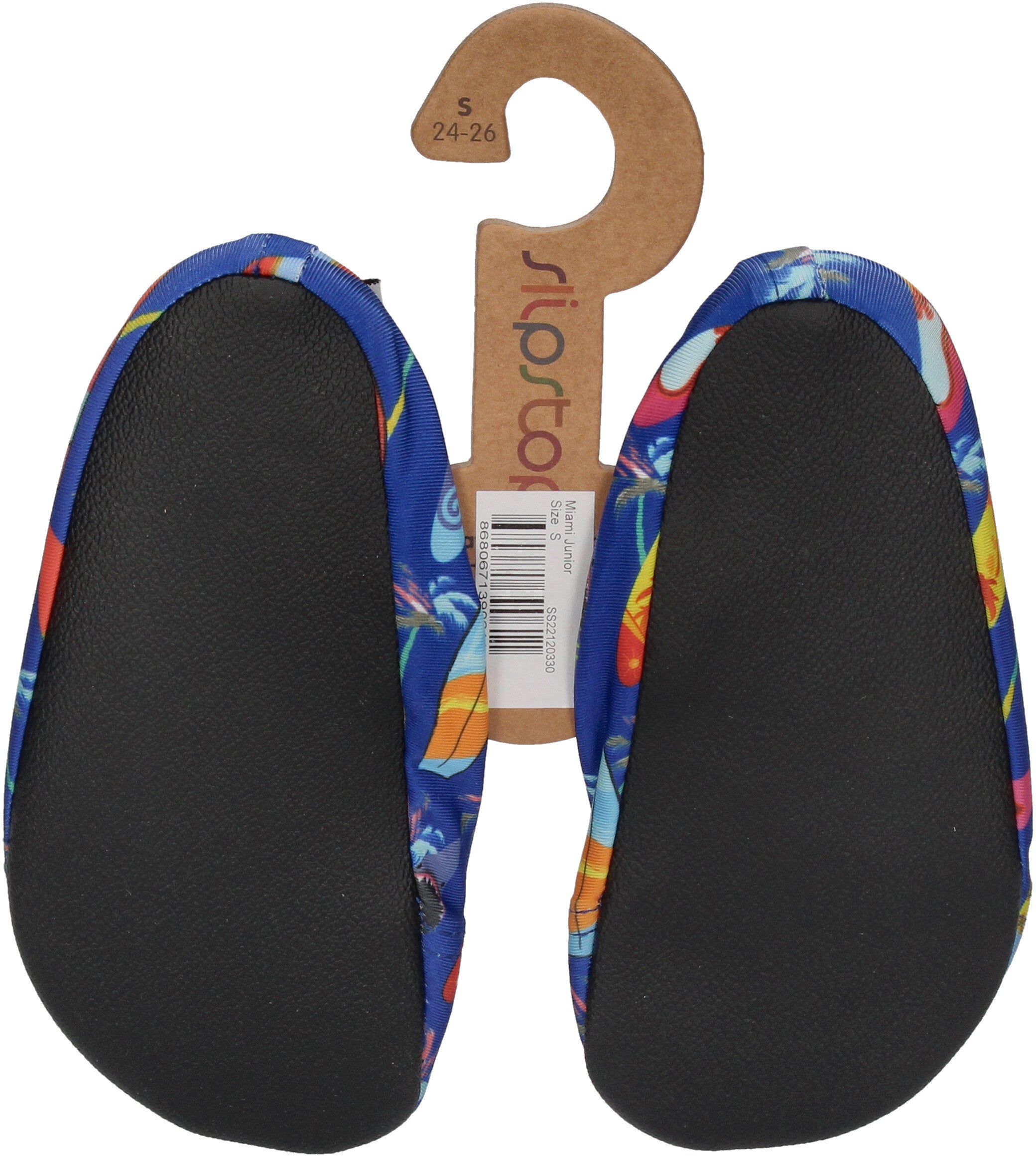 SLIPSTOP Kinder Hausschuhe Badeschuhe MIAMI JUNIOR blau bunt-1