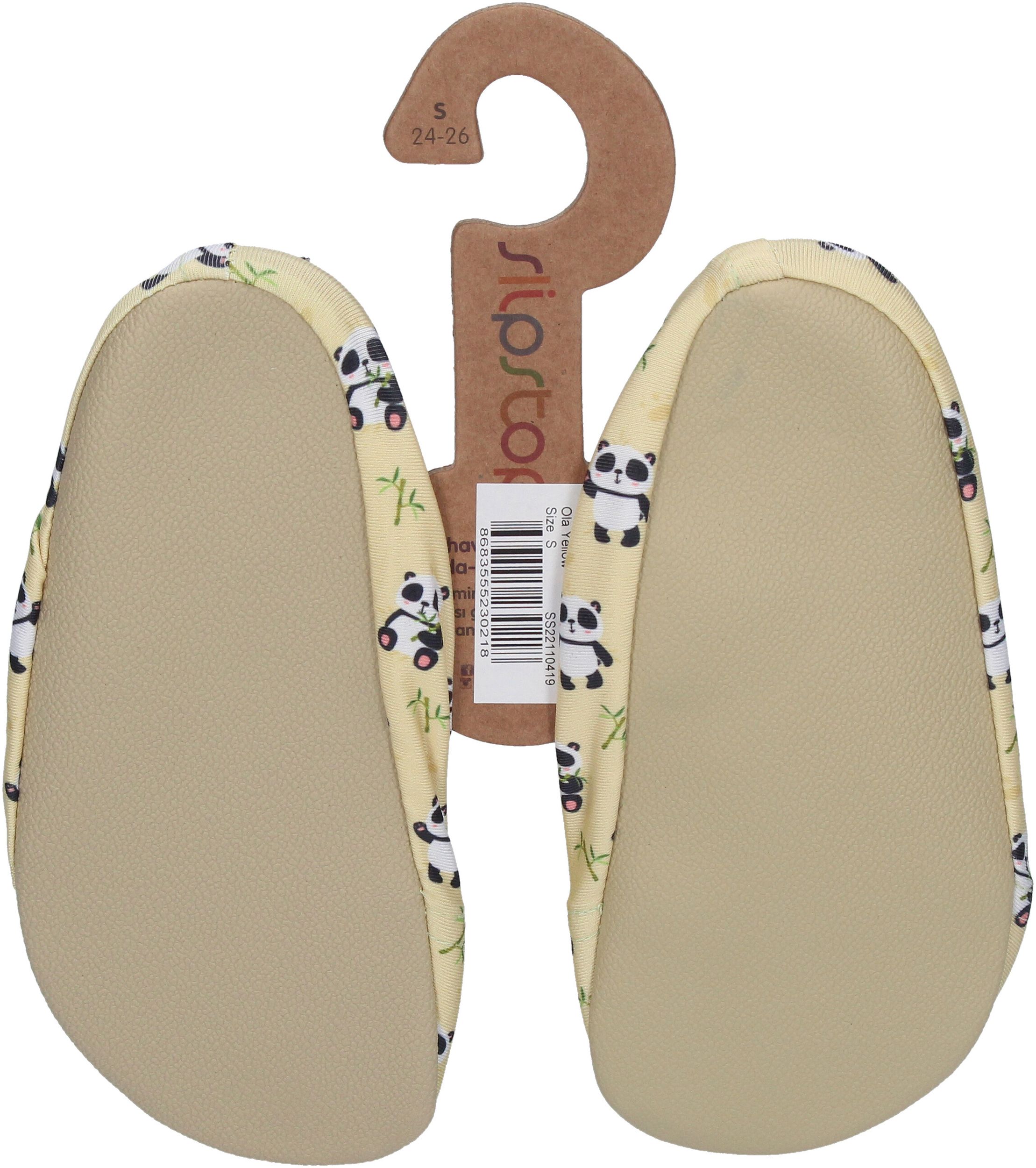 SLIPSTOP Kinder Hausschuhe Badeschuhe OLA YELLOW Panda -1