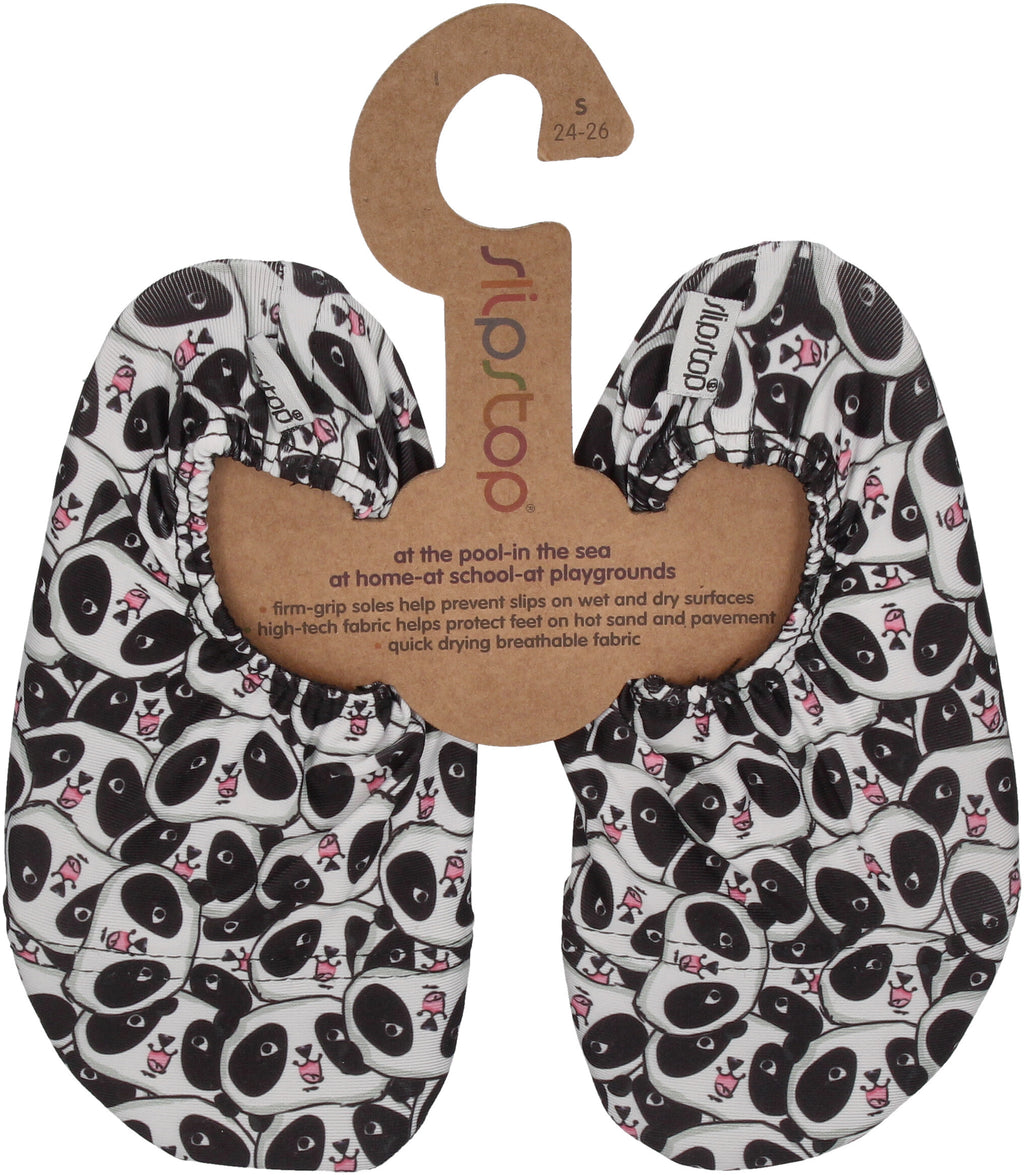 SLIPSTOP Kinder Hausschuhe Badeschuhe PANDA black white-0
