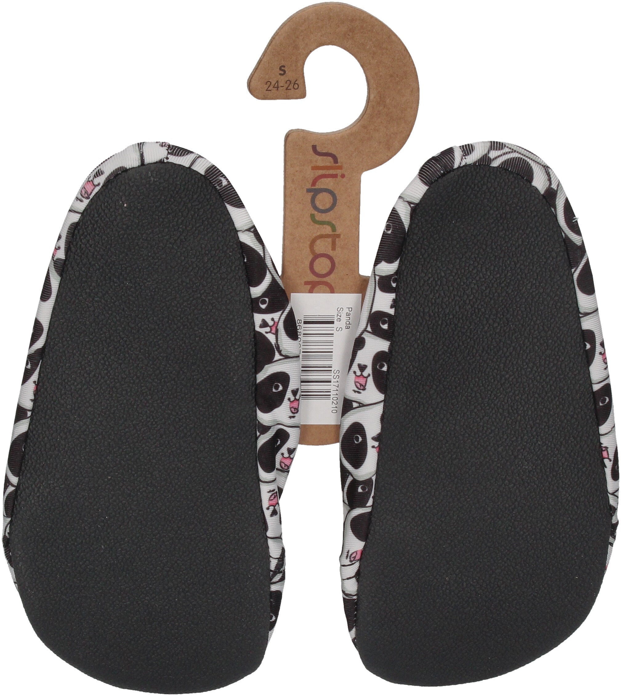 SLIPSTOP Kinder Hausschuhe Badeschuhe PANDA black white-1