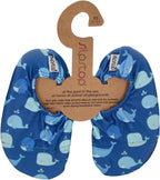 SLIPSTOP Kinder Hausschuhe Badeschuhe POD Wale mid blue-0